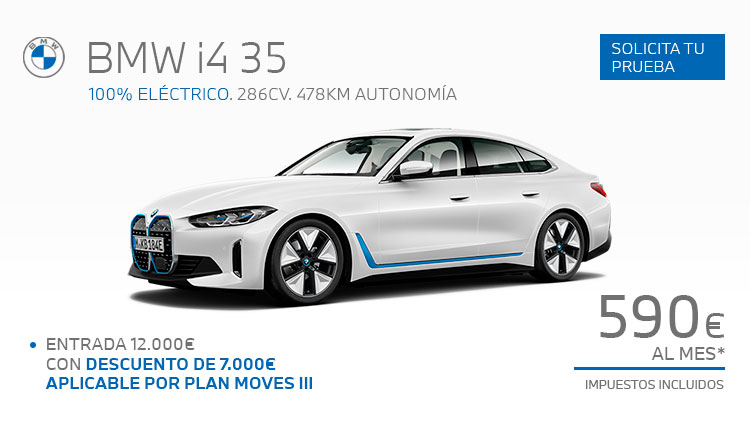 Nuevo BMW i4 por 590€ al mes. Descuento 7.000€ PLAN MOVES III