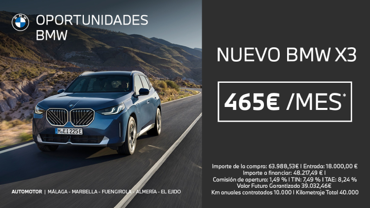 Nuevo BMW X3 desde 465€/mes*