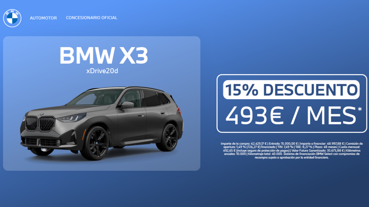 Nuevo BMW X3 desde 493€/mes*
